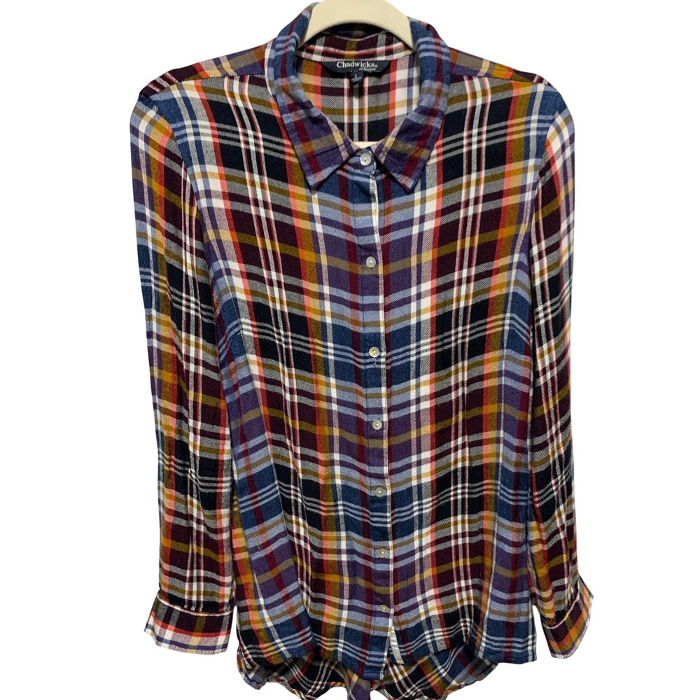 Chadwicks‎ of Boston Women Plaid Tunic Blouse Large Cottagecore outdoor button
